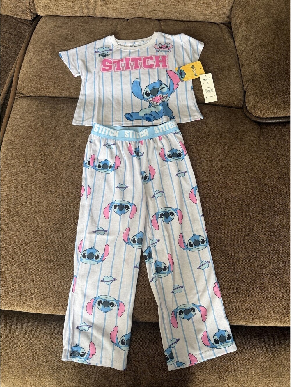 Disney Lilo & Stitch Kids 2-Piece Pajama Set Blue Stripe Sleepwear